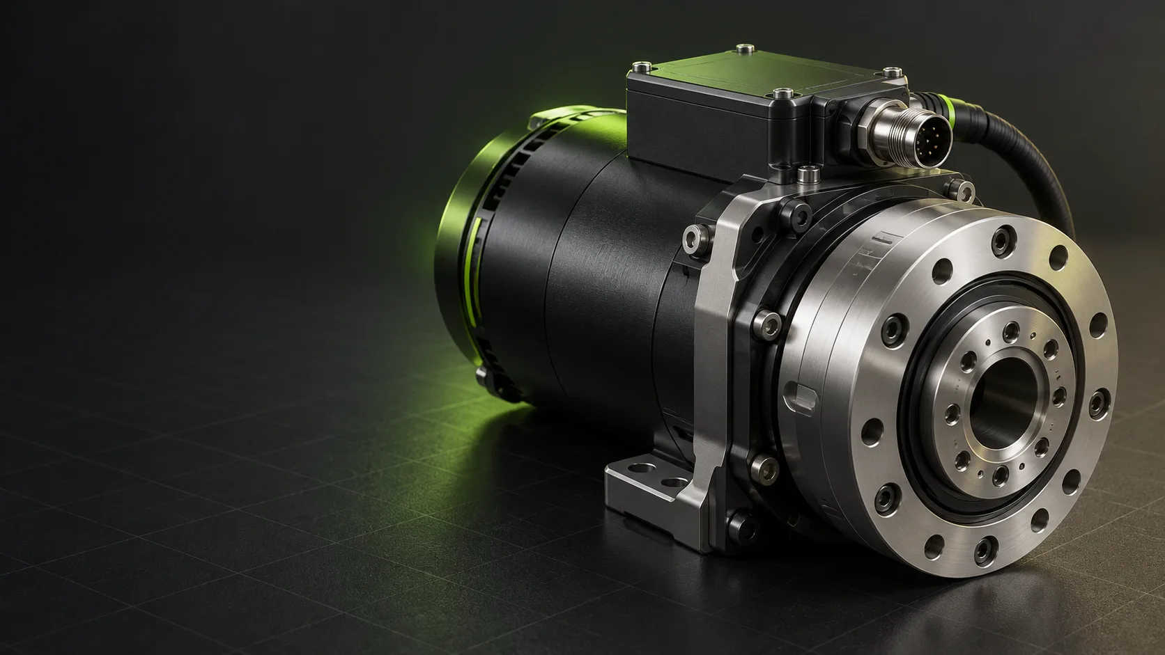 Concept rendering showing the A-Series actuator housing, controller enclosure and output flange.